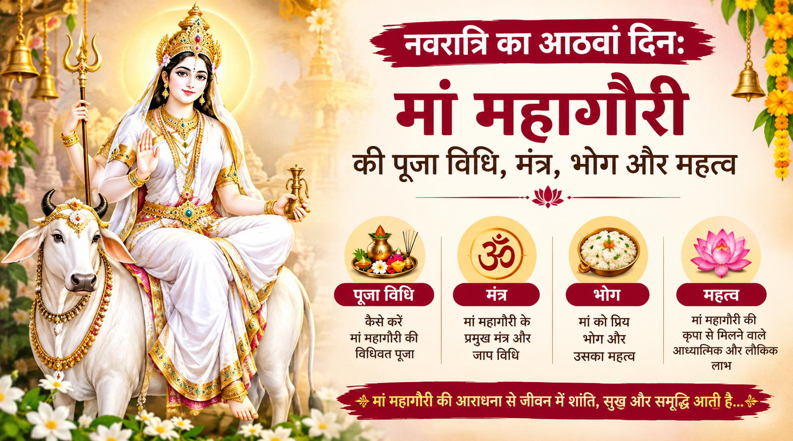 नवरात्रि के आठवें दिन मां महागौरी की पूजा और आराधना